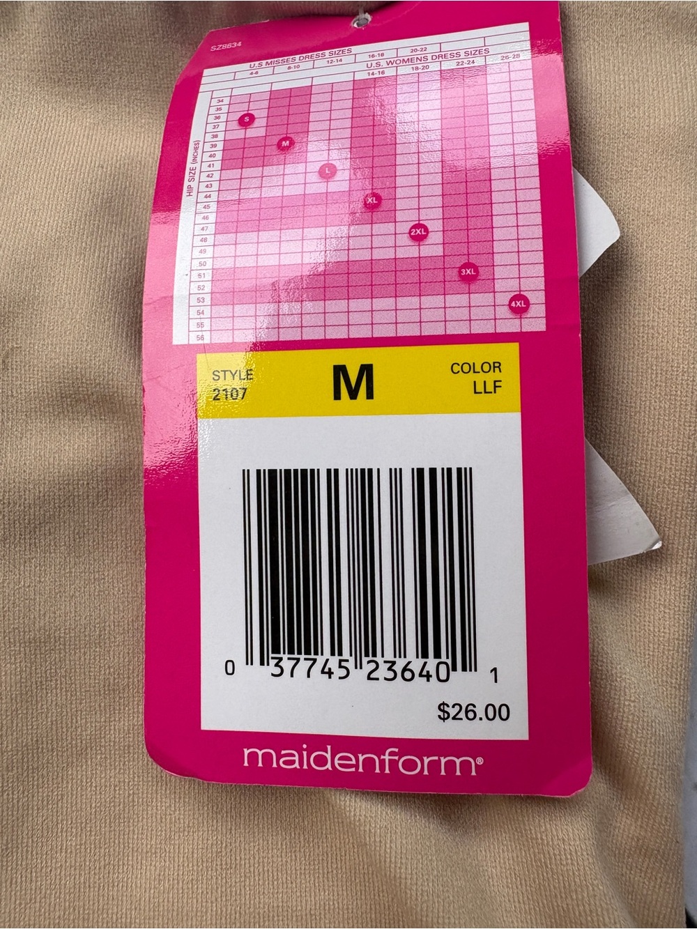 Maidenform Beige Shapewear with Pink Retail Tag